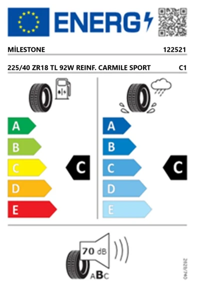 Milestone 225/40 ZR18 TL 92W REINF. CARMILE SPORT Yaz Lastiği (Üretim Tarihi:2025) - Resim 2