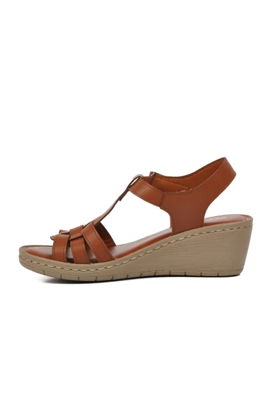 Ayakmod Taba  Kadın Düz Sandalet 390243 Z - 2