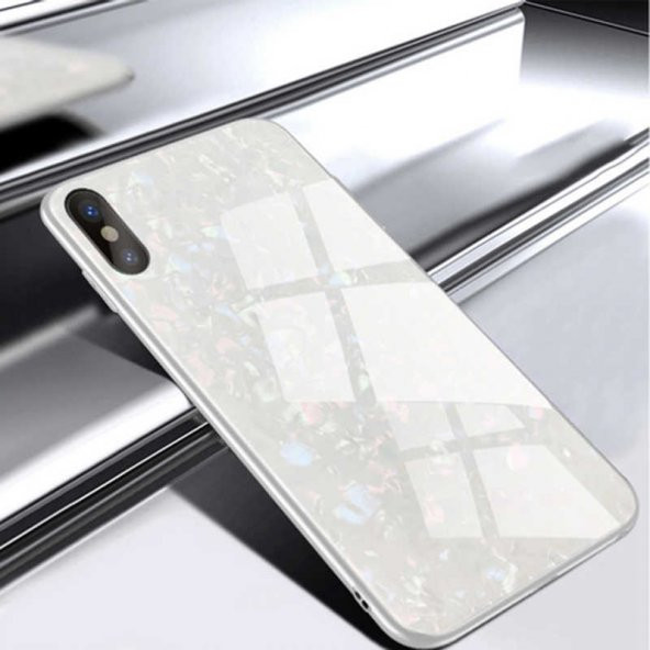Apple iPhone XS 5.8 Kılıf Zore Marbel Cam Silikon - 9