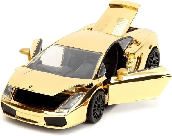 Jada Toys Hızlı ve Öfkeli 1:24 Lamborghini Gallardo Altın Krom Döküm Araba - 6