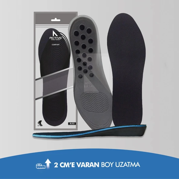 BU02 - 2 Cm Boy Uzatıcı | Gizli Topuk Yükseltici, Yastıklamalı Boy Uzatma Iç Tabanlık