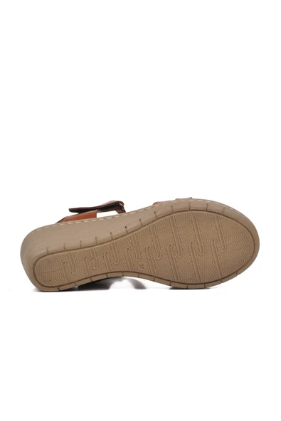 Ayakmod Taba  Kadın Düz Sandalet 390243 Z - 5