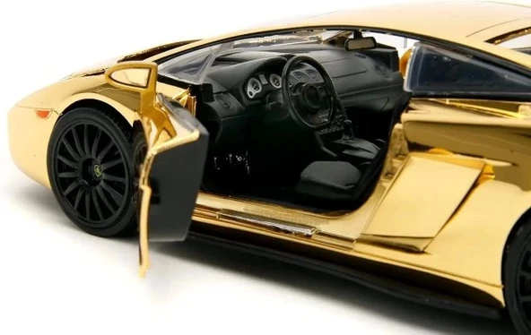 Jada Toys Hızlı ve Öfkeli 1:24 Lamborghini Gallardo Altın Krom Döküm Araba - 8