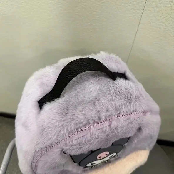 Kuromi Peluş Sırt Çantası Pembe - Mor Kaliteli Sevimli Karikatür Tasarım, Ayarlanabilir Askı Hafif Günlük Kullanım & Hed - 4