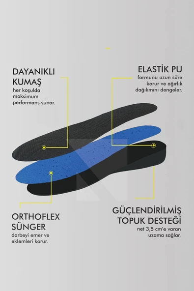 BU01 - 3.5 cm Boy Uzatıcı Tabanlık - Gizli Hava Yastıklı Topuk Yükseltici Ayakkabı Tabanlığı - 3