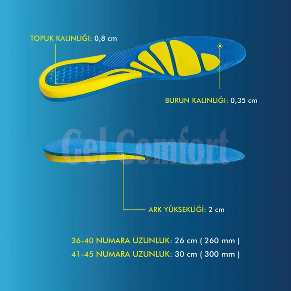 GC14 | Yumuşak Jel, Rahat, Konfor, Günlük ve Spor Ayakkabılar İçin Ortopedik Destekli İç Tabanlık - Resim 5