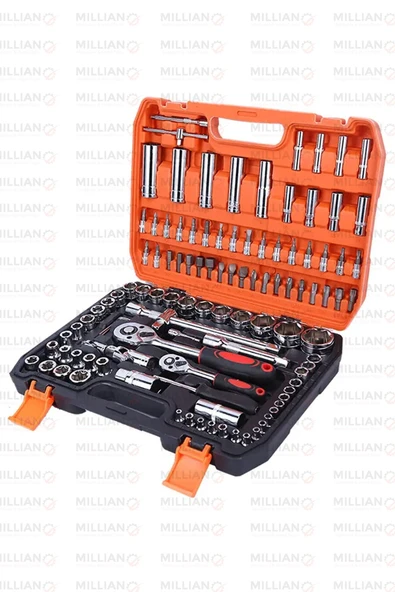 108 Pcs Parça Çelik Alaşımlı Krom Vanadyum İtalyan Tasarım Cırcır Lokma Takımı Tam Profesyonel - 3