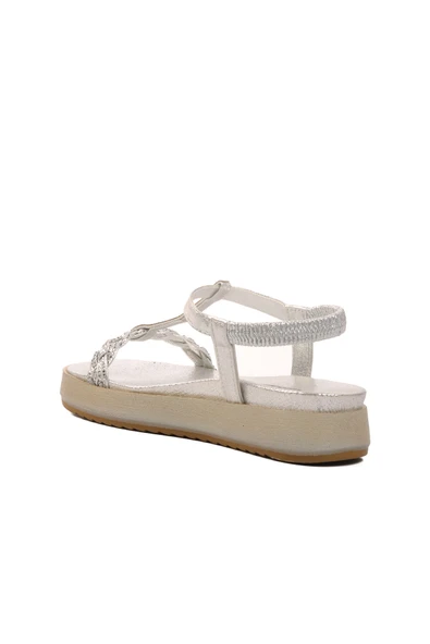 Ayakmod Gümüş  Kadın Düz Sandalet 286053 Z - 4