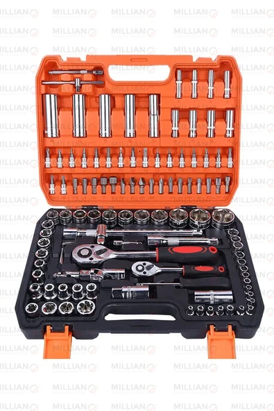 108 Pcs Parça Çelik Alaşımlı Krom Vanadyum İtalyan Tasarım Cırcır Lokma Takımı Tam Profesyonel - 2