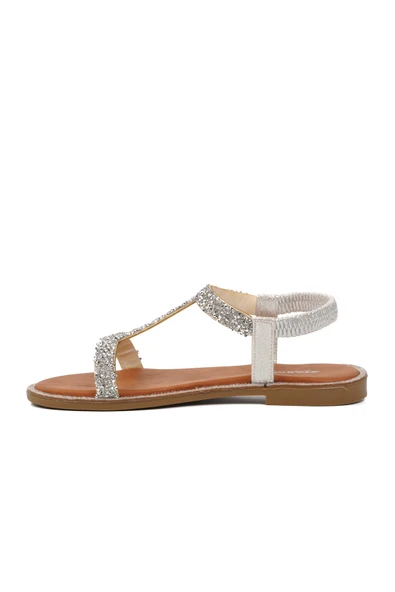 Ayakmod Gümüş  Kadın Düz Sandalet 286070 Z - 2