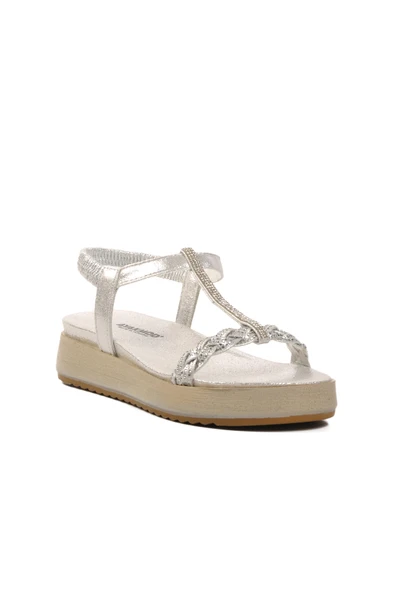 Ayakmod Gümüş  Kadın Düz Sandalet 286053 Z - 3