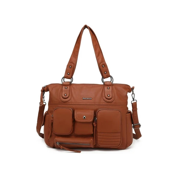 Yıkama Deri Omuz Askılı Kadın Çantası 21K Barcelona 1926 ürün görseli