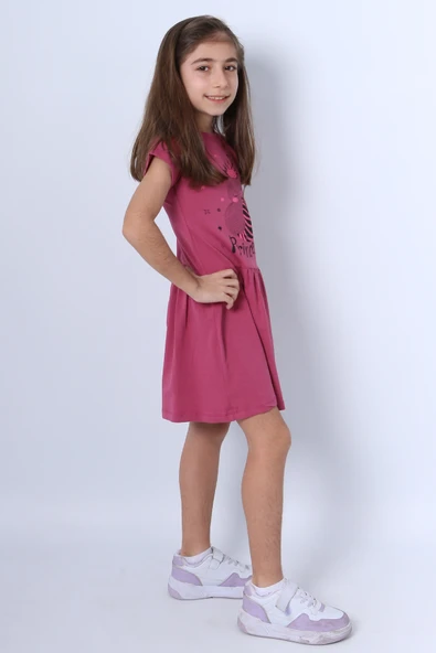 KIZ ÇOCUK ELBİSE FIRFIRLI KEDİCİK BASKILI A18 - Resim 8