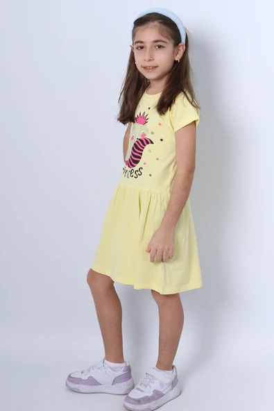 KIZ ÇOCUK ELBİSE FIRFIRLI KEDİCİK BASKILI A18 - Resim 12