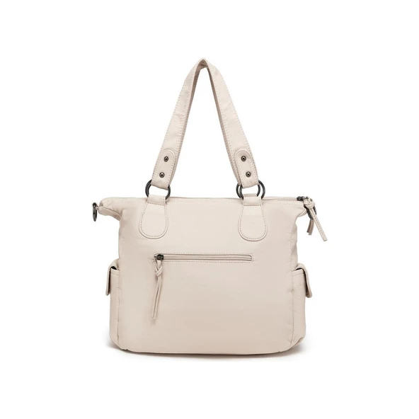 Yıkama Deri Omuz Askılı Kadın Çantası 21K Barcelona 1926 - Resim 3