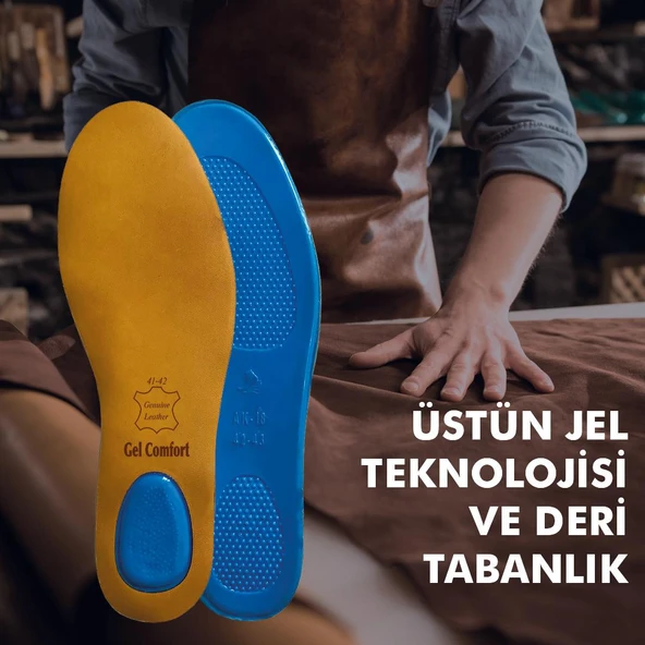 GC18 | Yumuşak Jel, Hakiki Deri, Konfor, Tüm Ayakkabılar ile Uyumlu Topuk Destekli Rahat İç Tabanlık - 5