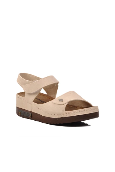 Ayakmod Bej  Kadın Düz Sandalet 07-109RR Z - 3