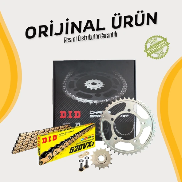 DID CFMOTO 250SR ZİNCİR DİŞLİ SETİ (2018-2023) X-RİNGLİ ZİNCİR (GOLD RENK)