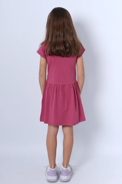 KIZ ÇOCUK ELBİSE FIRFIRLI KEDİCİK BASKILI A18 - Resim 10