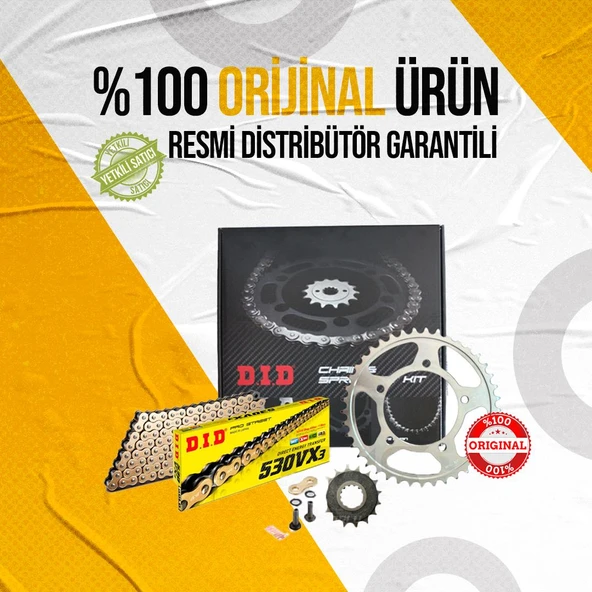 DID KAWASAKİ ZX-14 R ZİNCİR DİŞLİ SETİ (2006-2011) X-RİNGLİ ZİNCİR (GOLD RENK) ürün görseli