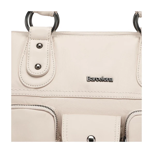 Yıkama Deri Omuz Askılı Kadın Çantası 21K Barcelona 1926 - Resim 2