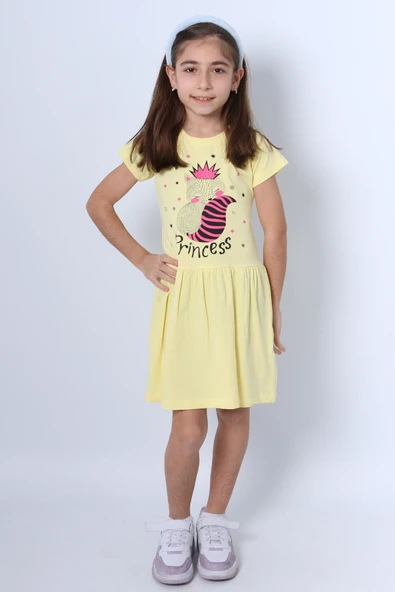 KIZ ÇOCUK ELBİSE FIRFIRLI KEDİCİK BASKILI A18 - Resim 11