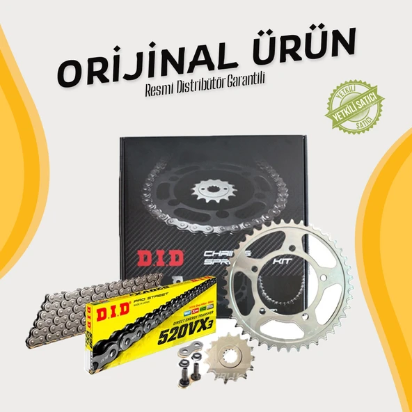 DID CFMOTO 250NK ZİNCİR DİŞLİ SETİ (2018-2023) X-RİNGLİ ZİNCİR (ÇELİK RENK)
