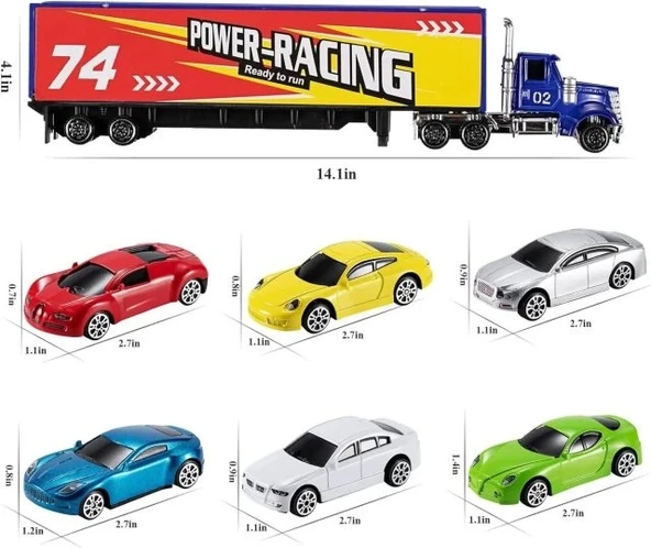 TEMI Çocuklar İçin Döküm İnşaat Araba Taşıyıcı Araç Oyuncak Racing Car