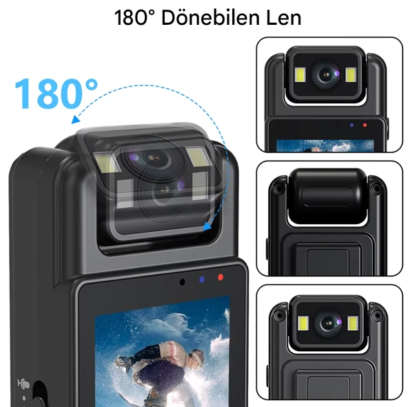 QASUL  Cep Klipsli Mini Kamera 1080 P Taşınabilir Dijital Video Kaydedici Bodycam 180° Lens - 4