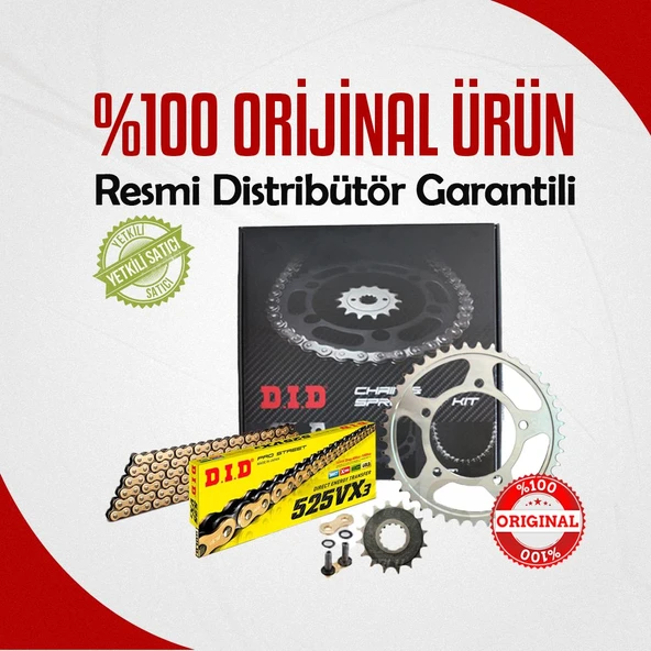 DID KAWASAKİ ZX-10R ZİNCİR DİŞLİ SETİ (2008-2010) X-RİNGLİ ZİNCİR (GOLD RENK) ürün görseli