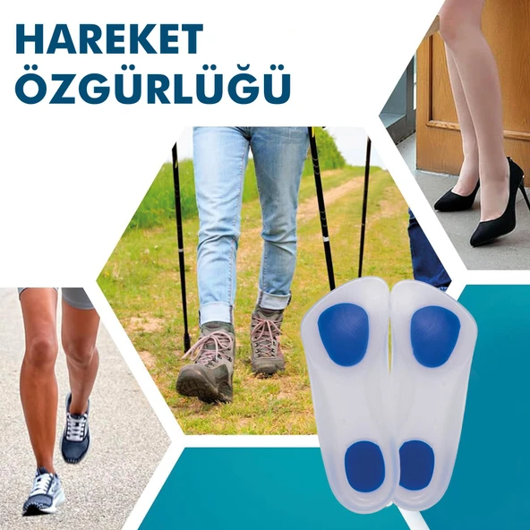 MG02 - Silikon 3/4 Ortopedik | Ark Destekli, Darbe Emici, Topuk Dikeni Için Yumuşak Iç Tabanlık - 4