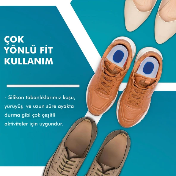 MG02 - Silikon 3/4 Ortopedik | Ark Destekli, Darbe Emici, Topuk Dikeni Için Yumuşak Iç Tabanlık - 5
