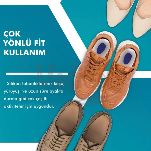MG01 - Silikon Ortopedik | Ark Destekli, Darbe Emici, Topuk Dikeni Için Yumuşak Iç Tabanlık - 4