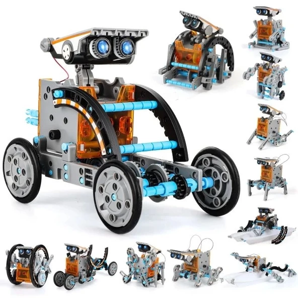 Lucky Doug 12'si 1 arada STEM Güneş Robotu Gri