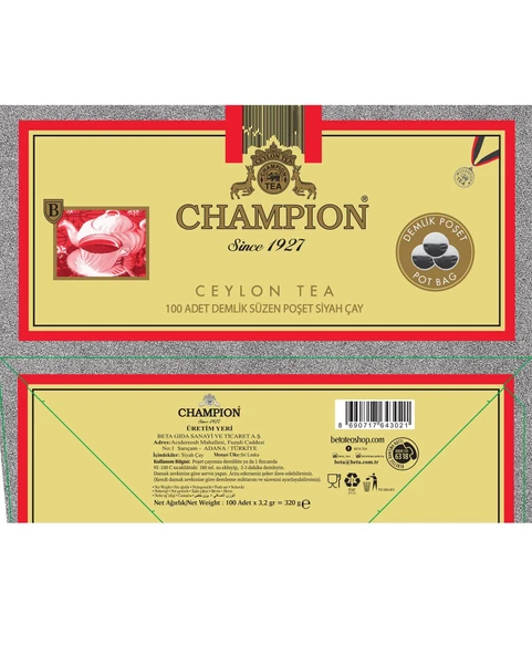 Champion Demlik Poşet 100 lü (Seylan Çayı - Ceylon Tea) - 5