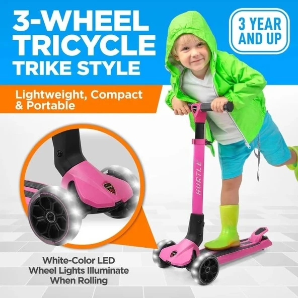Hurtle 3 Tekerlekli Çocuklara Yönelik Katlanabilir Scooter - 6