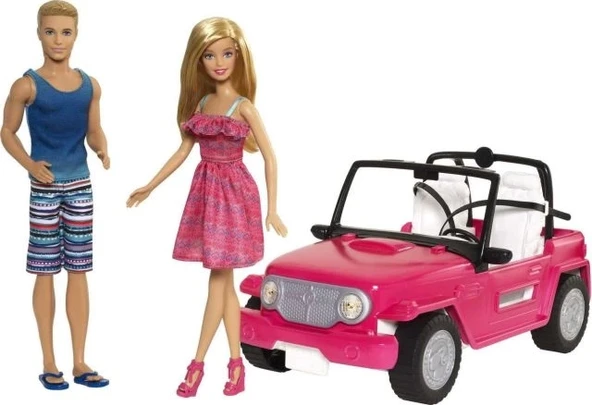 Sundress ve Ken Kıyafetli Bebekle Barbie Arabası