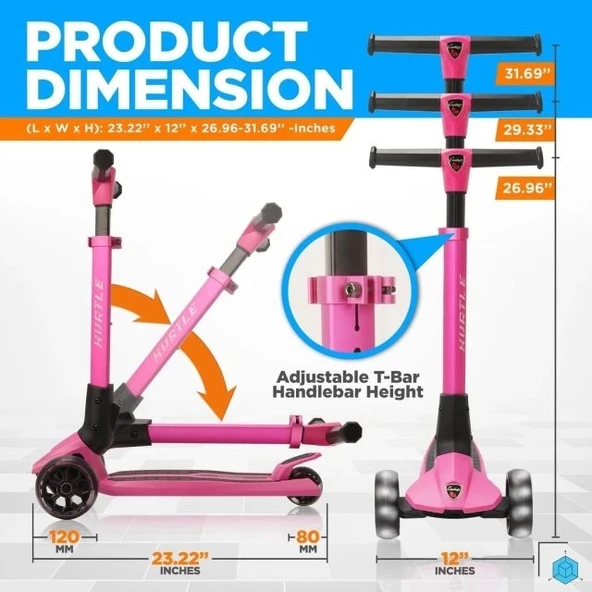 Hurtle 3 Tekerlekli Çocuklara Yönelik Katlanabilir Scooter - 3