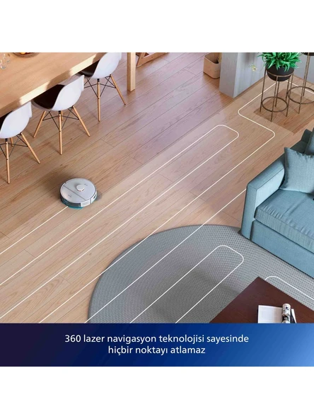 Philips HomeRun 2000 Serisi XU2100/20 Beyaz Çöp İstasyonlu Akıllı Robot Süpürge - 3