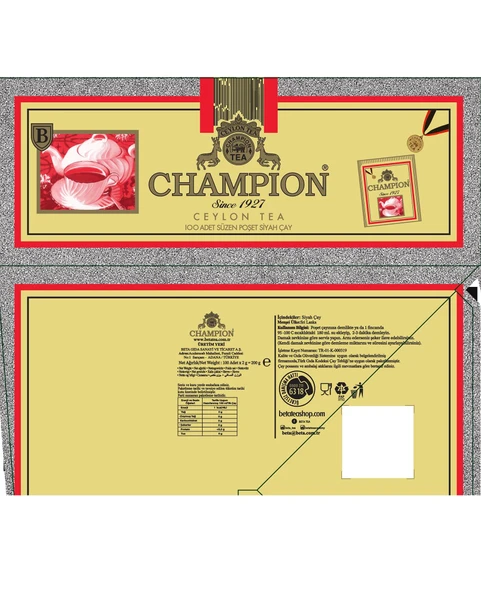 Champion Bardak Poşet 100 lü (Seylan Çayı - Ceylon Tea) - 4