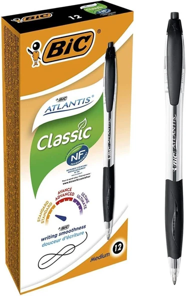 BIC ATLANTIS CLASSIC SIYA BASMALI TUKENMEZ KLM 12L ürün görseli