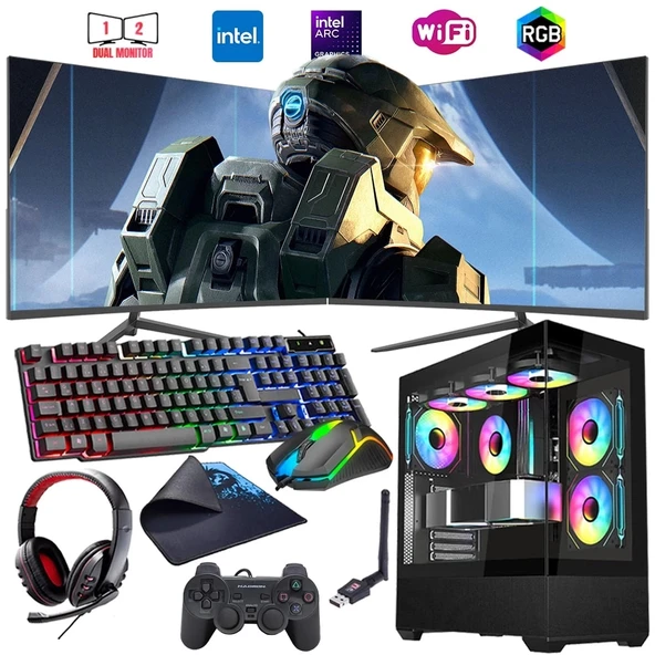 i5 13400F 16GB DDR4 1TB m2 12GB ARC B580 Çift 24" Monitörlü Oyun Bilgisayarı (Gaming SET) ürün görseli