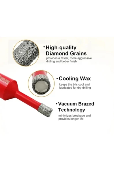 SHDIATOOL Vakum Lehimli Elmas Çekirdekli 6mm Matkap Ucu Porselen Karo Mermer Taş Duvar Delik Için M14 Bağlantı - 4