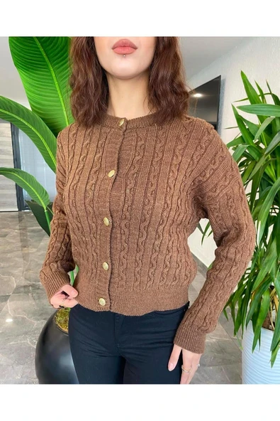 Örgü Detaylı Ceket Görünümlü Triko Hırka - 5
