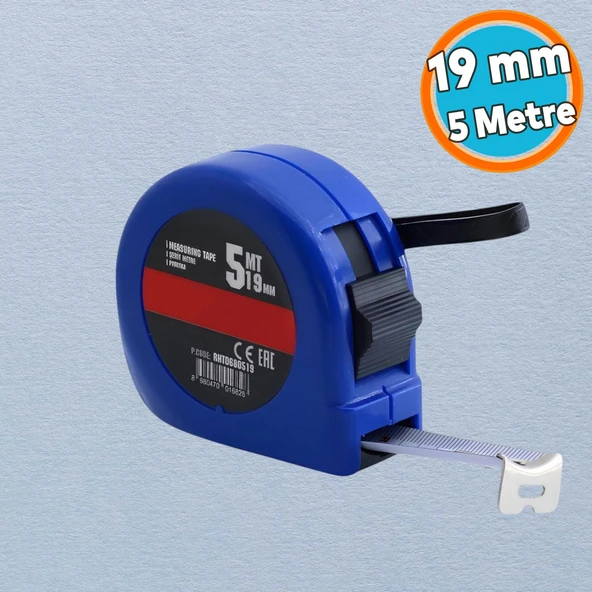 Şerit Metre Darbeye Dayanıklı Kilitli Klipsli 5 METRE x 19 mm (RHT0680519) * Renk Seçenekli *