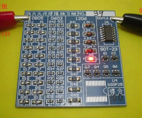 Smd Lehim Öğrenme Seti 62 Parça  Smt Elektronik Eğitim Kiti Deney Pratikleme Kartı Sop14 0603 0805 1206 Direnç Melf Diyot Sot23 Transistör - Resim 4