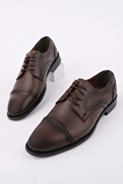 Muggo PANKOV Hakiki Deri Klasik Günlük Ortopedik Bağcıklı Erkek Ayakkabı - 3