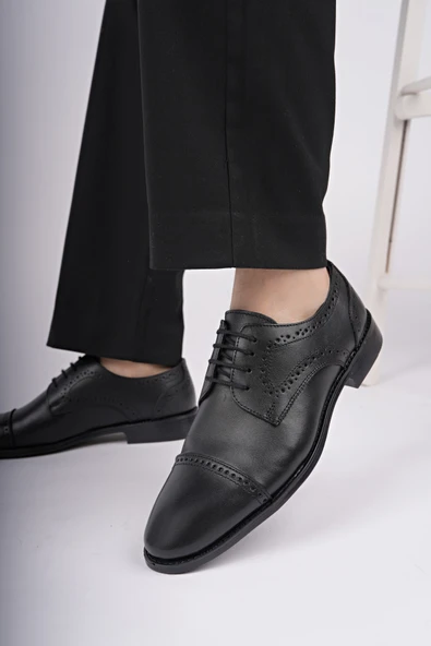 Muggo PANKOV Hakiki Deri Klasik Günlük Ortopedik Bağcıklı Erkek Ayakkabı - 12