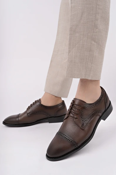 Muggo PANKOV Hakiki Deri Klasik Günlük Ortopedik Bağcıklı Erkek Ayakkabı - 7