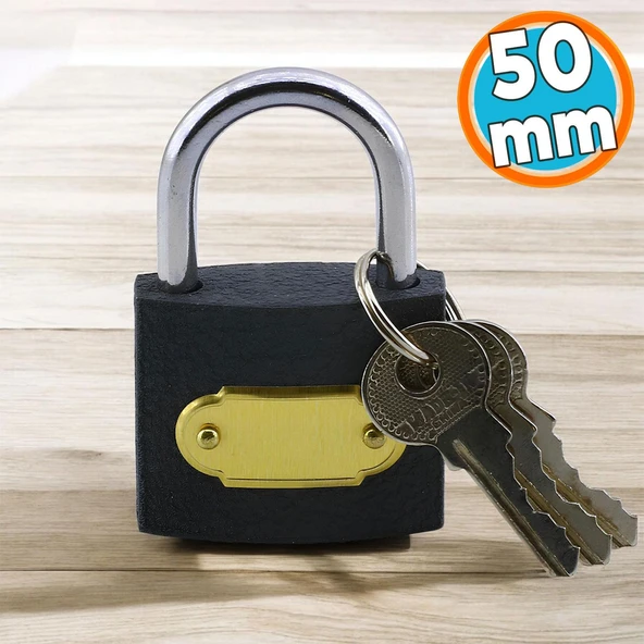 Asma Kilit 50 mm 3 Anahtarlı Halka İşyeri Kepenk Kapı Sandık Kilidi Gri Renk Tosba Kilit